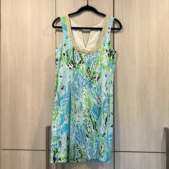Lilly Pulitzer | Valli Shift Dress 100%‎ Cotton | Seashell Metallic | Size 6 - Picture 2 of 16